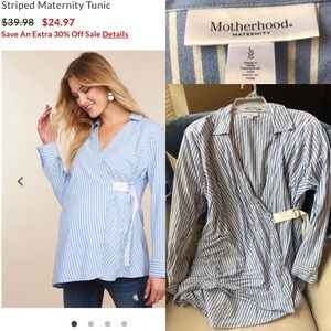 Striped Maternity Tunic-Wrap Career shirt